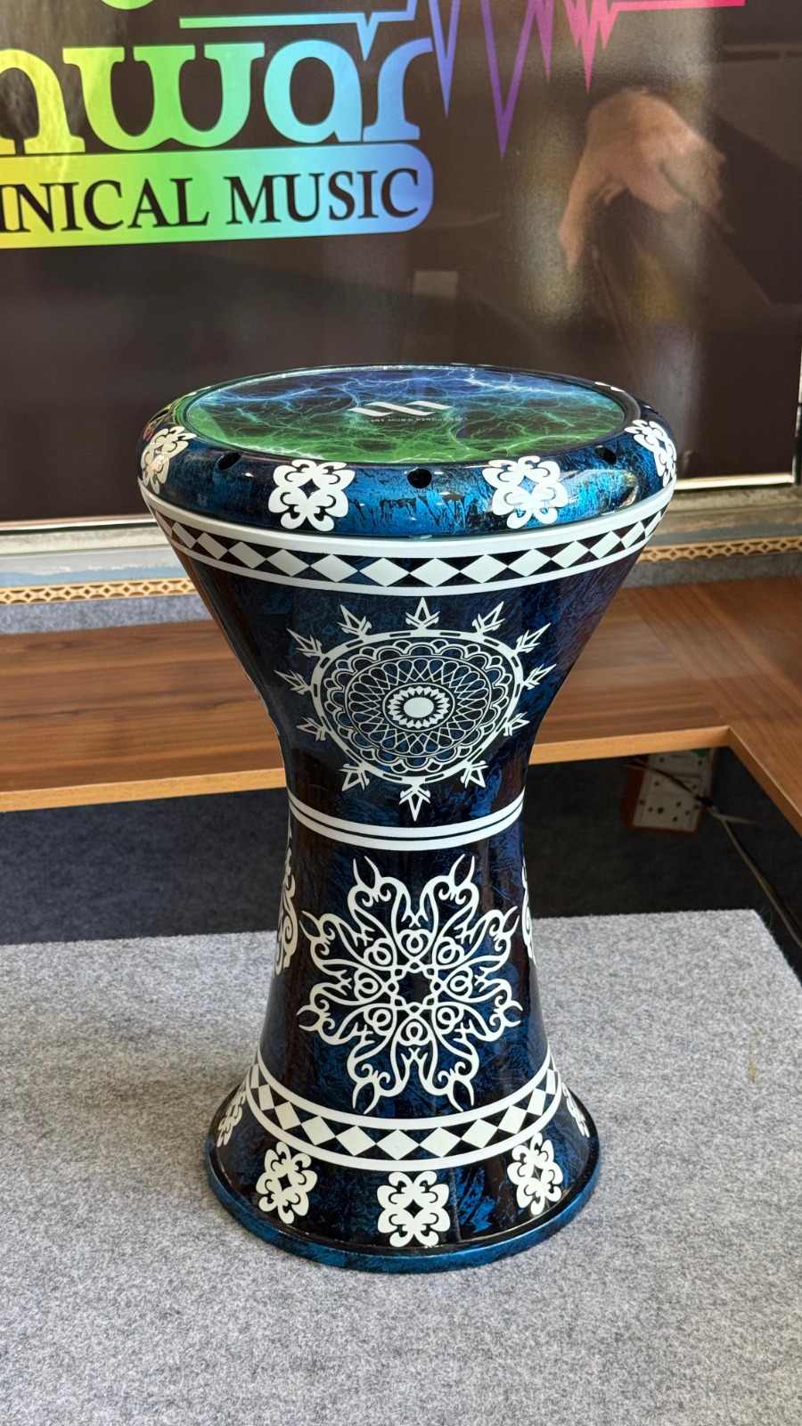 8 Inch Darbuka Blue Color with Golden Print