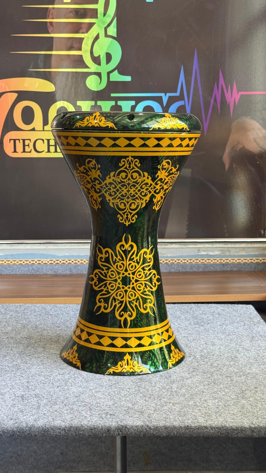 8 Inch Darbuka Green Color with Gold Print