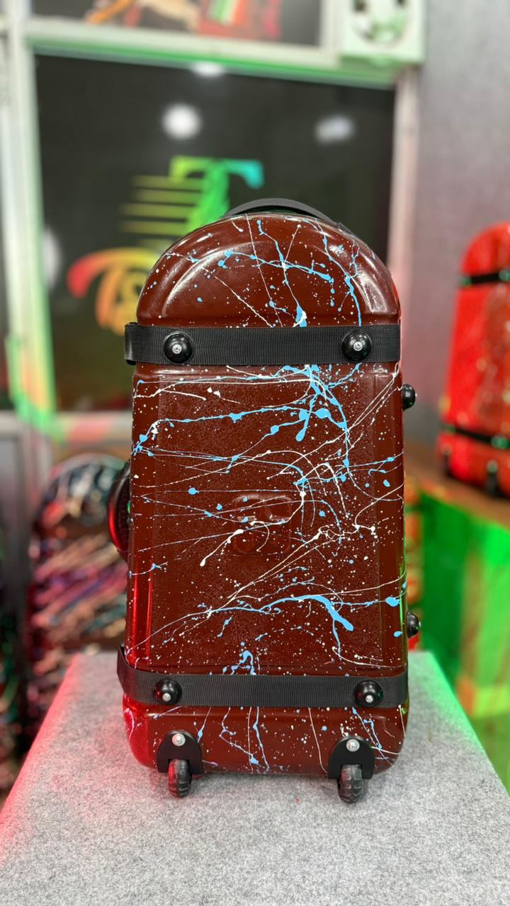 Dholak Tabla Premium Hard Case with Trolley (2 Storage Compartments) Brown with splash color