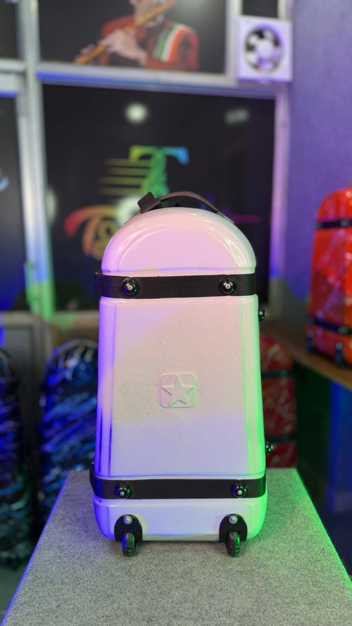 Dholak Tabla Premium Hard Case with Trolley (2 Storage Compartments) White color