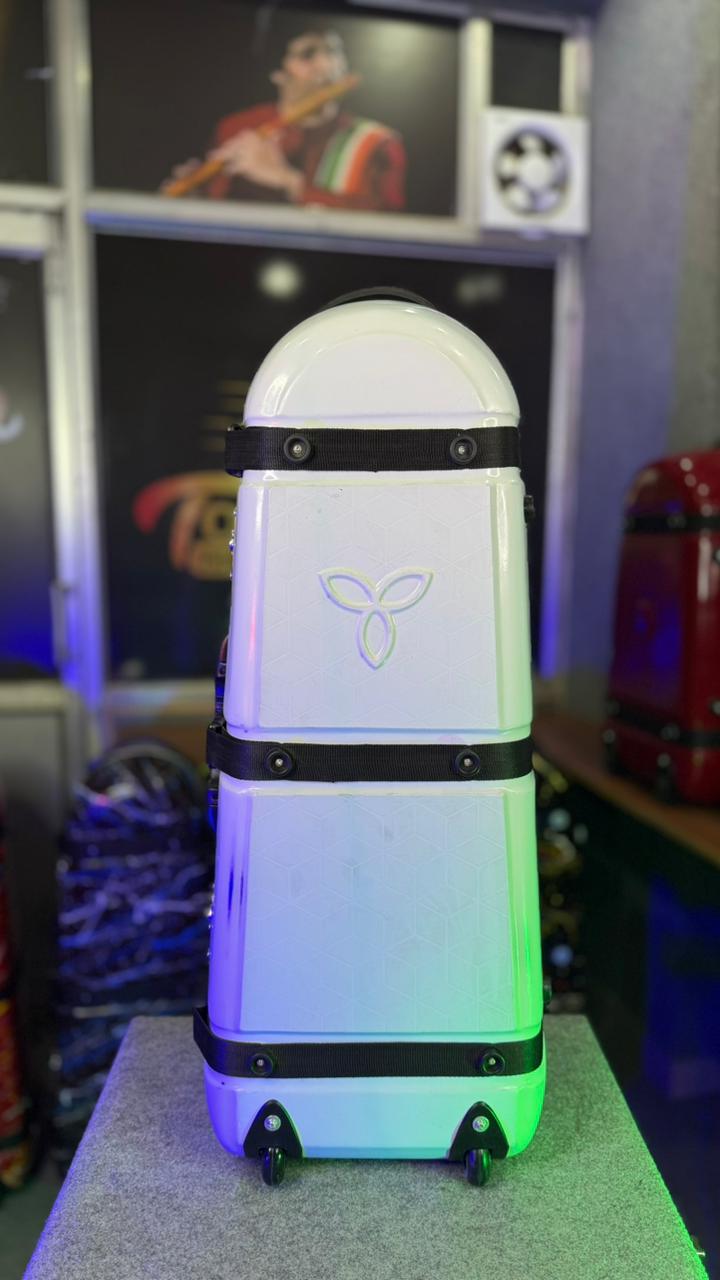 Dholak Tabla Premium Hard Case with Trolley (3 Storage Compartments) White color