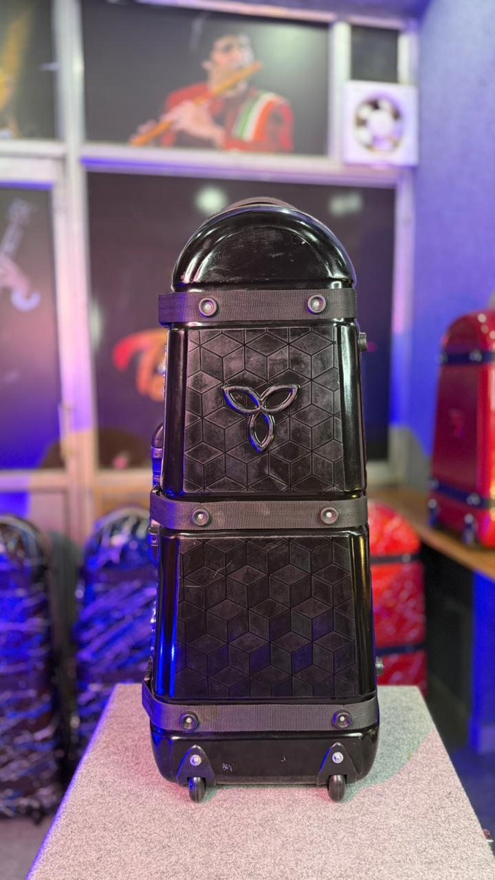 Dholak Tabla Premium Hard Case with Trolley (3 Storage Compartments) Black color