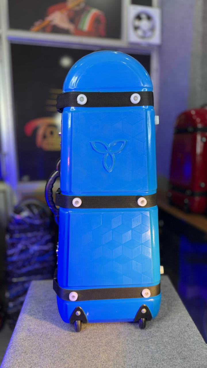 Dholak Tabla Premium Hard Case with Trolley (3 Storage Compartments) Blue color