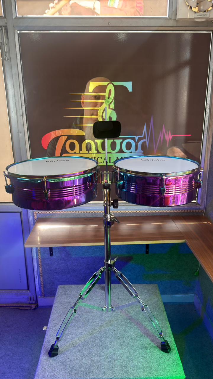Timbales Set – Rainbow Finish with Stand