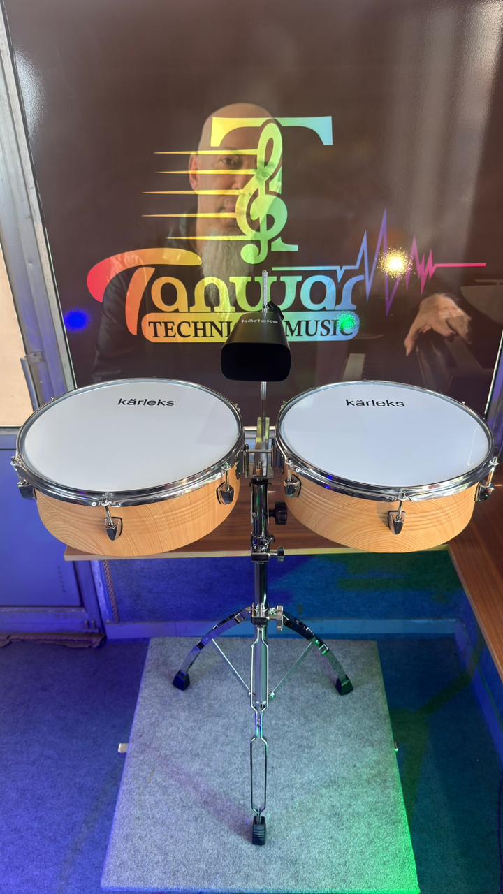 Timbales Set – Wooden Finish with Stand